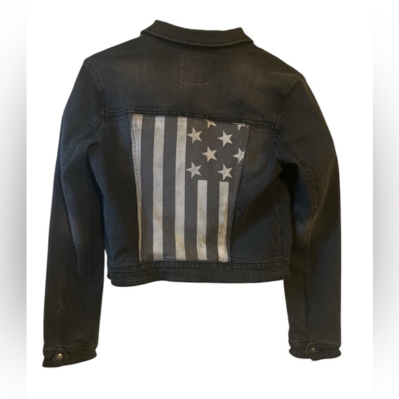 Rock & Republic Jackets & Blazers - Rock & Republic Stretch Denim Jacket Black American Flag Size M